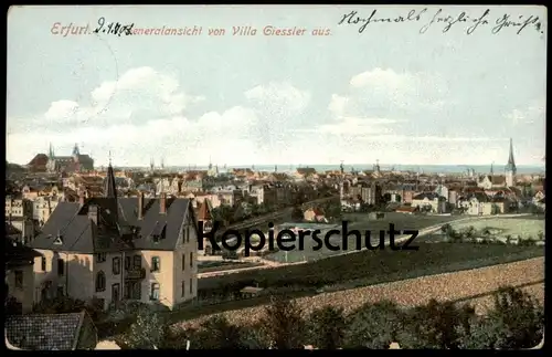 ALTE POSTKARTE ERFURT GENERALANSICHT VON VILLA GIESSLER AUS Totalansicht Gesamtansicht Total Ansichtskarte postcard cpa
