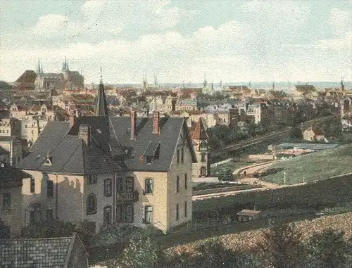 ALTE POSTKARTE ERFURT GENERALANSICHT VON VILLA GIESSLER AUS Totalansicht Gesamtansicht Total Ansichtskarte postcard cpa