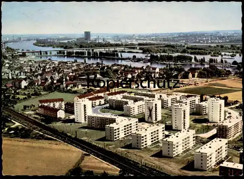 ÄLTERE POSTKARTE WIESBADEN SCHIERSTEIN Hochhäuser Siedlung Luftbild Luftaufnahme Hessen Ansichtskarte AK cpa postcard