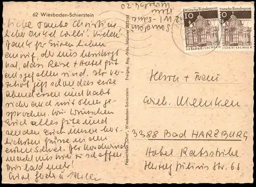 ÄLTERE POSTKARTE WIESBADEN SCHIERSTEIN Hochhäuser Siedlung Luftbild Luftaufnahme Hessen Ansichtskarte AK cpa postcard