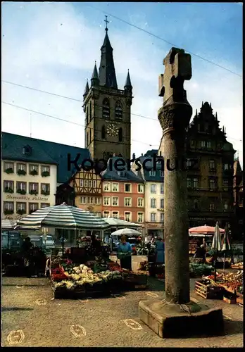 ÄLTERE POSTKARTE TRIER MARKTKREUZ AUF DEM HAUPTMARKT UND ST.-GANGOLF-KIRCHE Markt market marché postcard Ansichtskarte