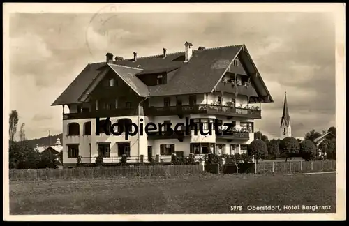 ALTE POSTKARTE OBERSTDORF ALLGÄU HOTEL BERGKRANZ mit Maschinenwerbestempel Skiflugwoche 1964 Bayern Ansichtskarte AK cpa