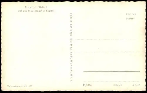 ÄLTERE POSTKARTE CURSDORF MIT DER MEUSELBACHER KUPPE Schwarzatal ehemals Kreis Neuhaus Thüringen Ansichtskarte postcard