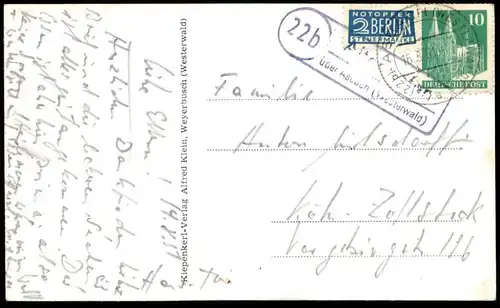 ÄLTERE POSTKARTE WÄLLER-TANNEN DER SCHÖNE WESTERWALD LANDPOSTSTEMPEL ALTENHOFEN 22b über Asbach Kreis Neuwied AK cpa