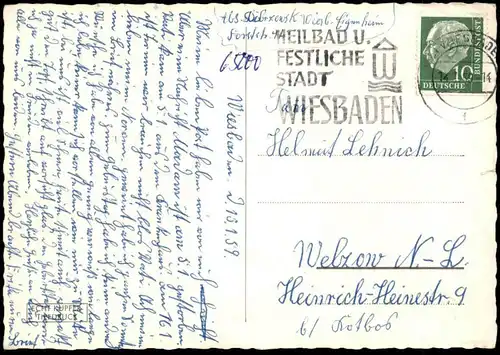 ALTE POSTKARTE WIESBADEN SCHWIMMBAD KLEINFELDCHEN Bad bath swimming pool piscine Freibad Hessen Ansichtskarte postcard