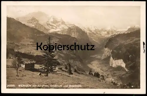 ALTE POSTKARTE WENGEN MIT JUNGFRAU GROSSHORN UND BREITHORN Großhorn Kanton Bern Schweiz cpa postcard AK Ansichtskarte