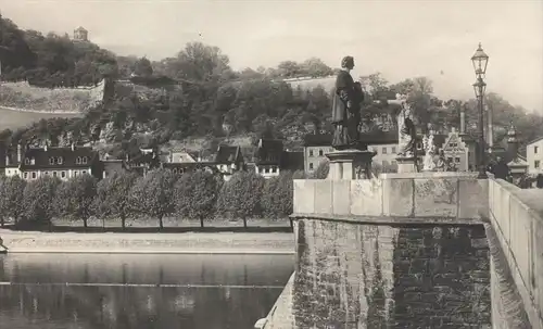 ALTE POSTKARTE WÜRZBURG ALTE MAINBRÜCKE MIT MARIENBERG Main Fluss river cpa postcard AK Ansichtskarte