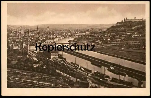 ALTE POSTKARTE WÜRZBURG TOTALE VOM STEINBERG SCHIFFE DAMPFLOK Zug steam train locomotive à vapeur postcard Ansichtskarte