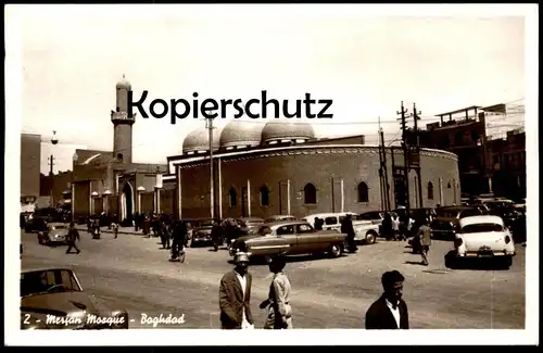 ALTE POSTKARTE BAGHDAD MERJAN MOSQUE Murjan Moschee mosquée Bagdad Irak Iraq Autos Auto cars car postcard Ansichtskarte