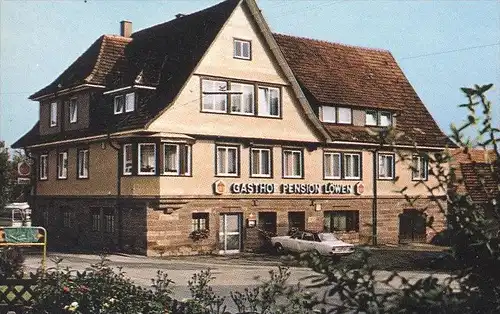 ÄLTERE POSTKARTE WILDBERG GASTHOF PENSION LÖWEN MIT OPEL REKORD SCHÖNBRONN KREIS CALW AK Ansichtskarte cpa postcard