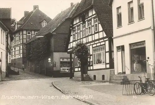 ÄLTERE POSTKARTE BRUCHHAUSEN-VILSEN BAHNHOFSTRASSE FERD. BULLENKAMPF Marke Maharishi Meditation Ansichtskarte AK cpa