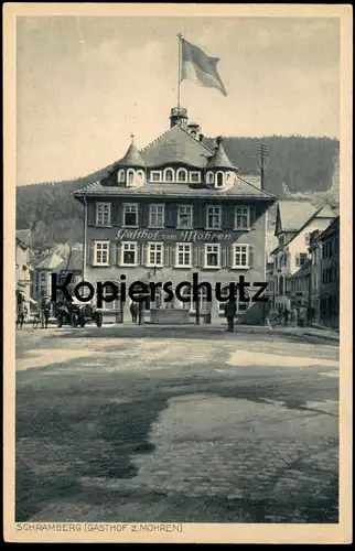 ALTE POSTKARTE SCHRAMBERG GASTHOF ZUM MOHREN Autohalle Auto old car Schwarzwald Black Forest Foret-Noire Ansichtskarte