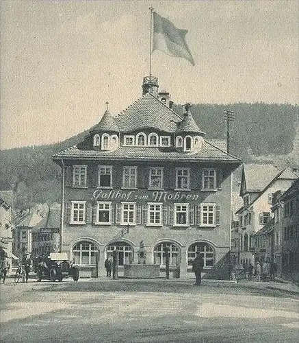 ALTE POSTKARTE SCHRAMBERG GASTHOF ZUM MOHREN Autohalle Auto old car Schwarzwald Black Forest Foret-Noire Ansichtskarte