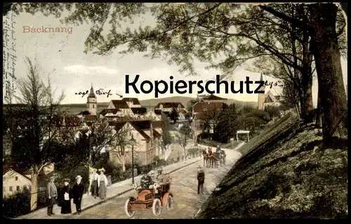 ALTE POSTKARTE BACKNANG PANORAMA 1905 AUTO KUTSCHE car voiture postcard cpa Ansichtskarte AK