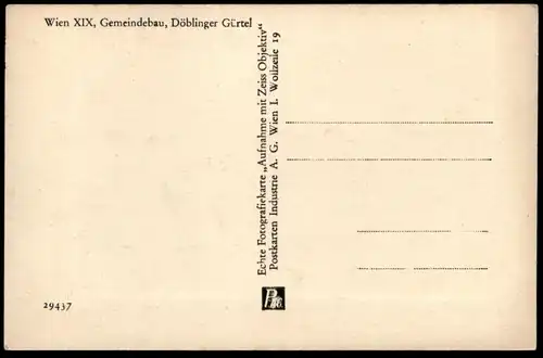 ALTE POSTKARTE WIEN XIX GEMEINDEBAU DÖBLINGER GÜRTEL JODL-HOF ARCHITEKT FRASS DORFMEISTER PERCO Architektur architecture