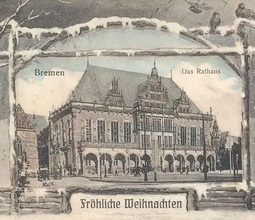 ALTE POSTKARTE BREMEN RATHAUS FRÖHLICHE WEIHNACHTEN KINDER enfants children Fotomontage Montage Photo Surrealisme cpa AK