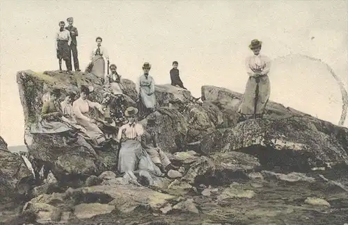 ALTE POSTKARTE BRUNHILDISBETTFELSEN FELDBERG IM TAUNUS Schmitten Brunhildisfelsen Felsen Frau woman femme Hut hat cpa AK