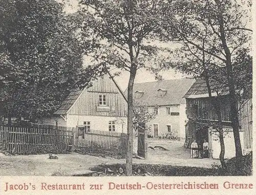 ALTE POSTKARTE KAISERHAMMER BEI ROSSBACH DEUTSCH-BÖHMEN JACOB'S RESTAURANT DREI KÖNIGSECKE Sudeten Asch Hranice Grenze