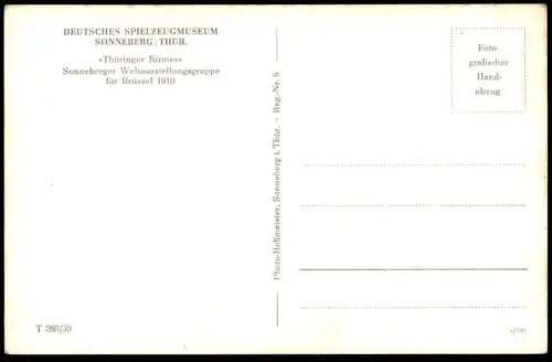 ALTE POSTKARTE THÜRINGER KIRMES FÜR WELTAUSSTELLUNG BRÜSSEL 1910 MUSEUM SONNEBERG ducasse kermesse fun fair Jagdhund dog