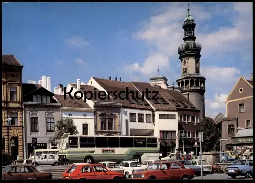 ÄLTERE POSTKARTE SOPRON TUZTORONY FEUERTURM BUS OMNIBUS VW GOLF I LADA SKODA TRABANT Auto Autos car cars Ungarn Hungary