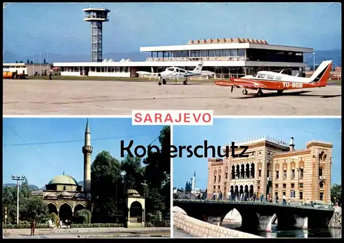 ÄLTERE POSTKARTE FLUGHAFEN SARAJEVO CESSNA Airport Aeroport Aéroport Avion Airline Sarajewo Bosnien Bosne & Herzegowine