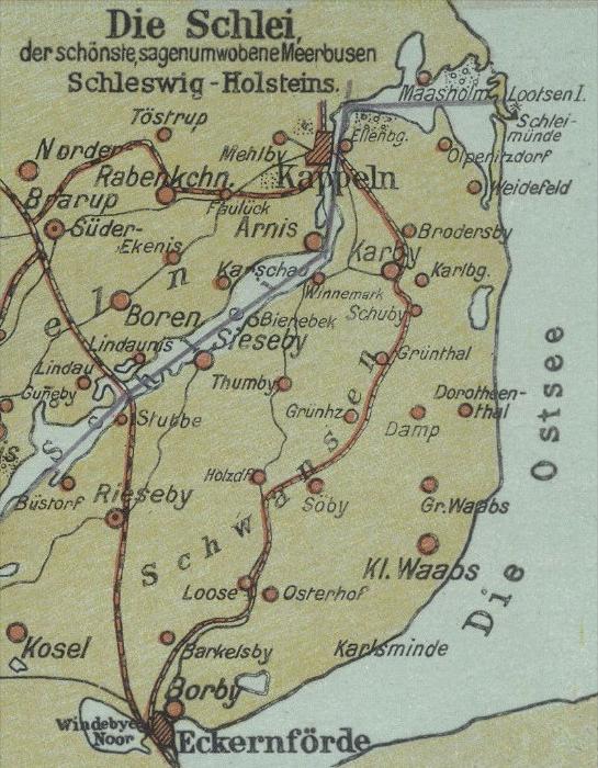 ALTE POSTKARTE KAPPELN SCHLEI DER SCHÖNSTE MEERBUSEN NORDEN BOREN RIESBY BORBY SCHLESWIG ...