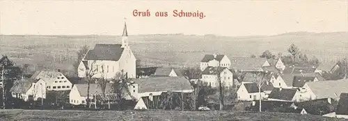 ALTE POSTKARTE GRUSS AUS SCHWAIG HANDLUNG VON MARIA NEUMEIER & GASTHAUS ZUM KLEINEN WIRT Auto car Verlag Michel München
