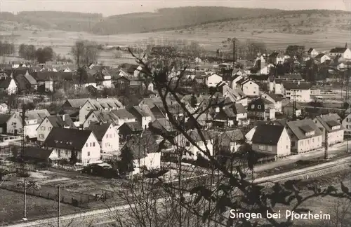 ÄLTERE POSTKARTE SINGEN BEI PFORZHEIM PANORAMA Totale Total mit Bahnstrecke railway track Ansichtskarte AK cpa postcard