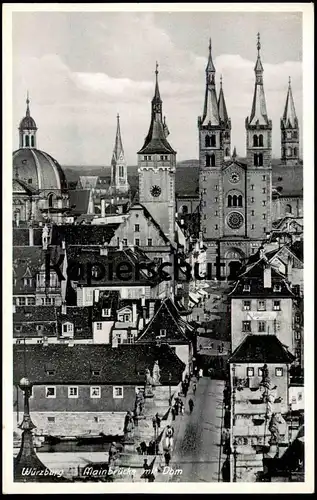ÄLTERE POSTKARTE WÜRZBURG MAINBRÜCKE MIT DOM Main Ansichtskarte postcard cpa AK Bayern Bavaria