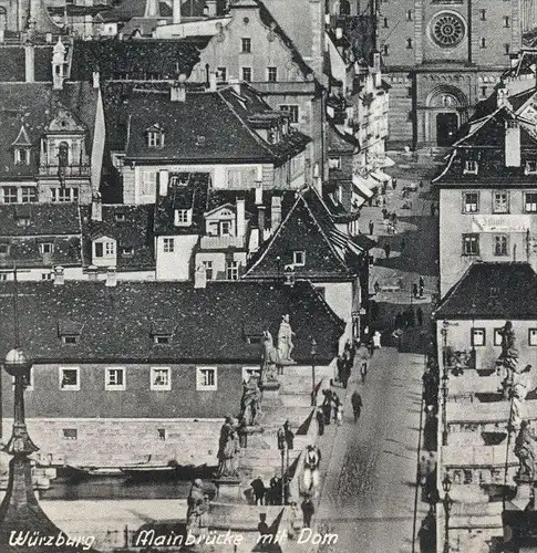 ÄLTERE POSTKARTE WÜRZBURG MAINBRÜCKE MIT DOM Main Ansichtskarte postcard cpa AK Bayern Bavaria