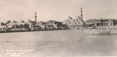 ALTE FOTO POSTKARTE BAGHDAD'S RIVER FRONT TIGRIS MOSQUE Bagdad Irak Iraq cpa photo postcard AK Ansichtskarte