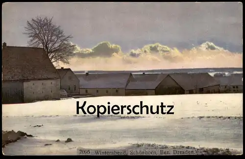 ALTE POSTKARTE WINTERABEND SCHÖNBORN BEZ. DRESDEN Schoenborn Sachsen Winter Schnee snow hiver Ansichtskarte AK cpa