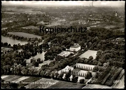 ÄLTERE POSTKARTE GELSENKIRCHEN-BUER TEILANSICHT MIT SCHLOSS BERGE FLIEGERAUFNAHME LUFTBILD AK Ansichtskarte NRW postcard