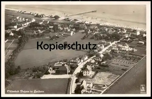 ALTE POSTKARTE OSTSEEBAD DAHME IN HOLSTEIN FLIEGERAUFNAHME LUFTBILD FREIGABE DURCH RLM Reichsluftfahrtministerum Ostsee