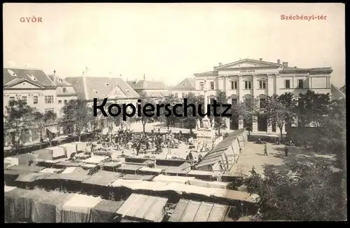 ALTE POSTKARTE GYÖR SZÉCHÉNYI-TÉR Markt market marché Raab Rab Magyarorszag Hungary Ungarn Györi Lloyd Ansichtskarte AK