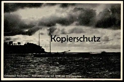 ALTE POSTKARTE NEUKUHREN ABENDSTIMMUNG MIT BLICK ZUR WANGERSPITZE OSTPREUSSEN Pionerski Pionerskij Kursiai Bahnpost AK