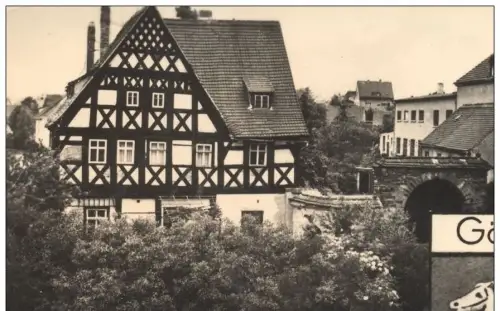 ÄLTERE POSTKARTE GÖSSNITZ THÜRINGEN FACHWERK Wappen Gößnitz AK Ansichtskarte postcard cpa