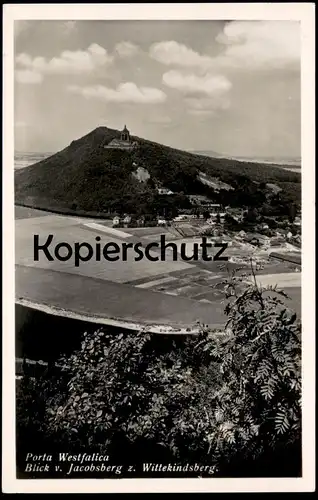 ÄLTERE POSTKARTE PORTA WESTFALICA BLICK VOM JACOBSBERG ZUM WITTEKINDSBERG PANORAMA AK Ansichtskarte cpa postcard