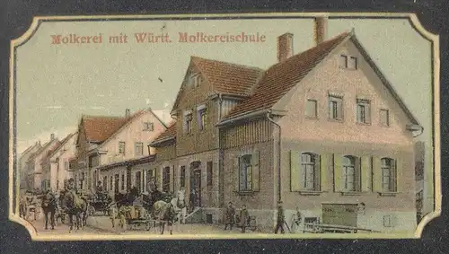 ALTE POSTKARTE GERABRONN 1906 MOLKEREI MIT WÜRTTEMBERGISCHER MOLKEREISCHULE TOTAL MARKTPLATZ creamery beurrerie laiterie