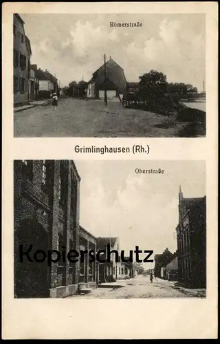 ALTE POSTKARTE GRIMLINGHAUSEN RHEIN RÖMERSTRASSE OBERSTRASSE NEUSS Ansichtskarte AK cpa postcard