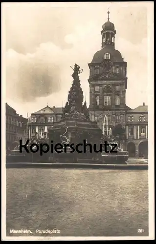 ALTE POSTKARTE MANNHEIM PARADEPLATZ MIT BRUNNEN 1933 Fontaine fountain Ansichtskarte AK cpa postcard