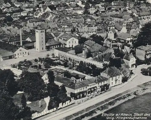 ALTE POSTKARTE ELTVILLE AM RHEIN 1936 STADT DES WEINES UND DER ROSEN ORIGINAL FLIEGERAUFNAHME Luftaufnahme Ansichtskarte