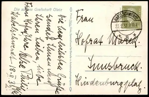 ALTE POSTKARTE GRUNWALD 1932 ZIELENIEC GLATZER BERGLAND Duszniki Zdroj Glatz Klodzko Kladsko Polska Poland Schlesien