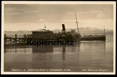 ALTE POSTKARTE HAGNAU AM BODENSEE DAMPFERLÄNDE M. SCHWEIZER ALPEN Schiff Dampfer ship bateau steamer cpa postcard