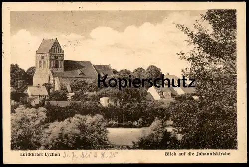 ALTE POSTKARTE LUFTKURORT LYCHEN 1925 BLICK AUF DIE JOHANNISKIRCHE Kirche church église AK Ansichtskarte cpa postcard