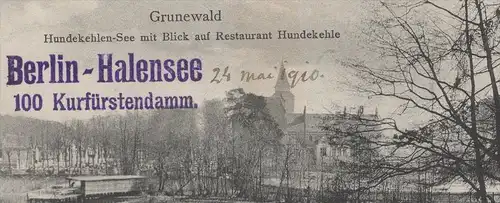 ALTE POSTKARTE BERLIN GRUNEWALD HUNDEKEHLEN-SEE MIT BLICK AUF RESTAURANT HUNDEKEHLE Halensee Familie Kind Hundekehlesee