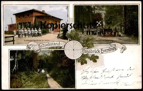 ALTE POSTKARTE OSNABRÜCK EVERSBURG SCHIESSSTAND WACHE SOLDATEN 1916 Soldat Uniform uniforme Ansichtskarte cpa postcard