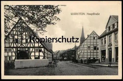 ALTE POSTKARTE WARSTEIN HAUPTSTRASSE CONFECTION KURZWAREN CLEMENS MEERPOHL Ansichtskarte cpa postcard AK