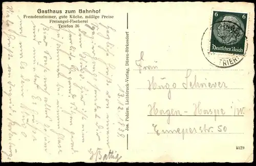 ALTE POSTKARTE RALINGEN 1939 GASTHAUS ZUM BAHNHOF BEZIRK TRIER station gare Ansichtskarte AK cpa postcard
