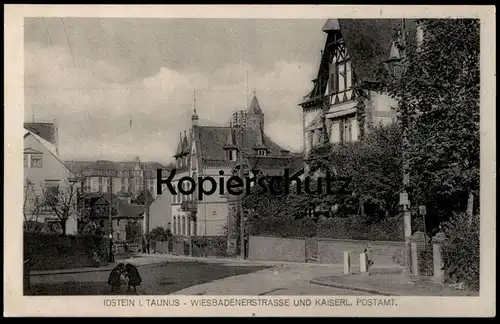 ALTE POSTKARTE IDSTEIN IM TAUNUS WIESBADENER STRASSE UND KAISERLICHES POSTAMT Post Kinderwagen Ansichtskarte AK postcard